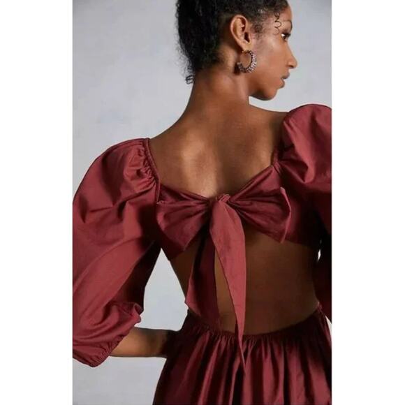 Anthropologie S Maroon cut out scallop dress - Picture 6 of 7